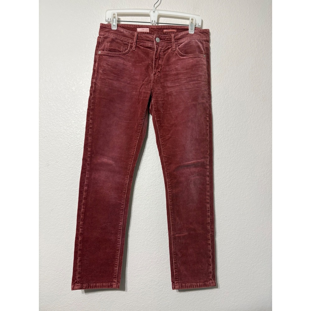 Pilcro Burgundy Rose Corduroy Slim Boyfriend Crop Mid Rise Stretchy 27 - Picture 1 of 15